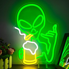 Listing image for Green Alien Neon Sign for Wall Decor Dimmable Alien Beer Bar Neon Sign for Man C