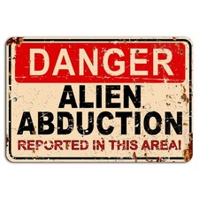 Listing image for Alien Abduction Sign BanginPrints Rustic Metal 8x12 Aluminum Decor