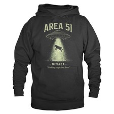 Listing image for Area 51 UFO Alien Abduction Cow Nevada Sci Fi Humor Pullover Hoodie