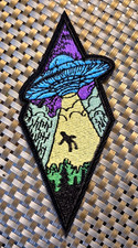 Listing image for UFO Abduction Embroidered Patch Iron-On Sew-On US Ship Alien Roswell