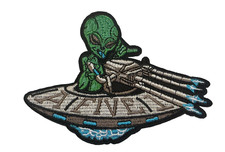 Listing image for UFO SPACESHIP GREEN ALIEN - UFO - EMBROIDERED Iron-on PATCH