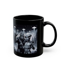 Listing image for Sasquatch UFO Mug Funny Alien Selfie Rock on Cryptid Coffee Cup